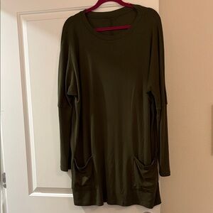Olive Green Long Sleeve Tunic with Pockets